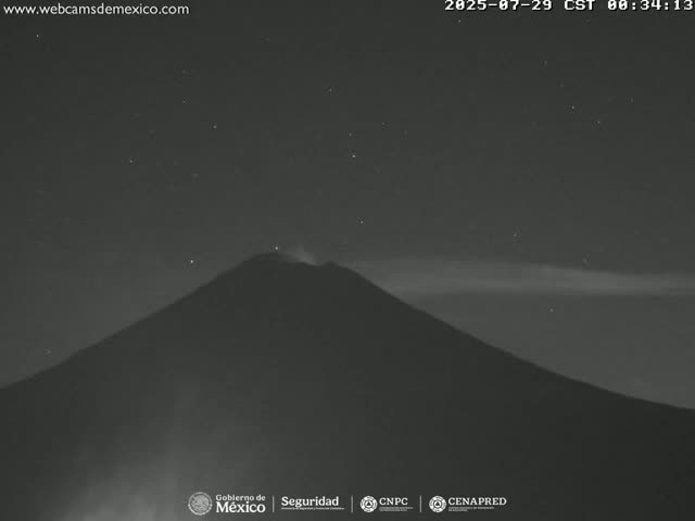 Volcán Popocatepetl Volcano Live Cam  - Tianguismanalco,  Puebla, Mexico
