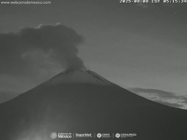 Volcán Popocatepetl Volcano Live Cam  - Tianguismanalco,  Puebla, Mexico