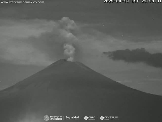 Volcán Popocatepetl Volcano Live Cam  - Tianguismanalco,  Puebla, Mexico