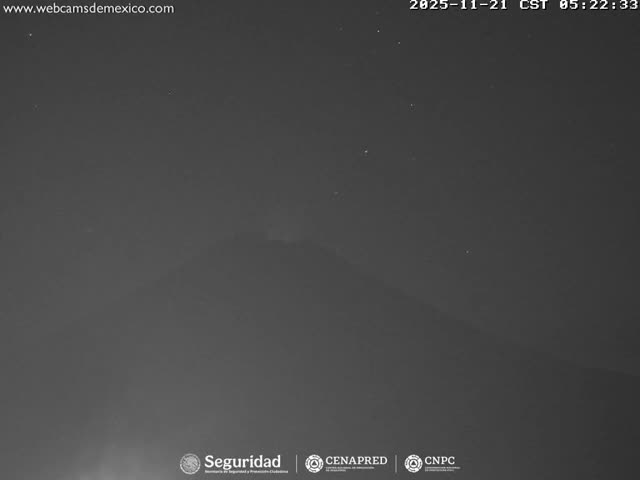 Volcán Popocatepetl Volcano Live Cam  - Tianguismanalco,  Puebla, Mexico
