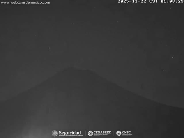 Volcán Popocatepetl Volcano Live Cam  - Tianguismanalco,  Puebla, Mexico