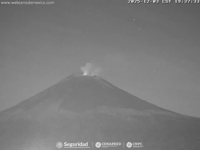 Volcán Popocatepetl Volcano Live Cam  - Tianguismanalco,  Puebla, Mexico