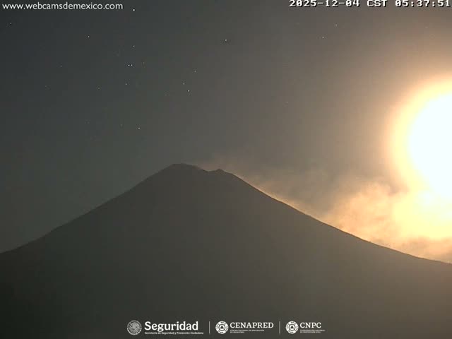 Volcán Popocatepetl Volcano Live Cam  - Tianguismanalco,  Puebla, Mexico