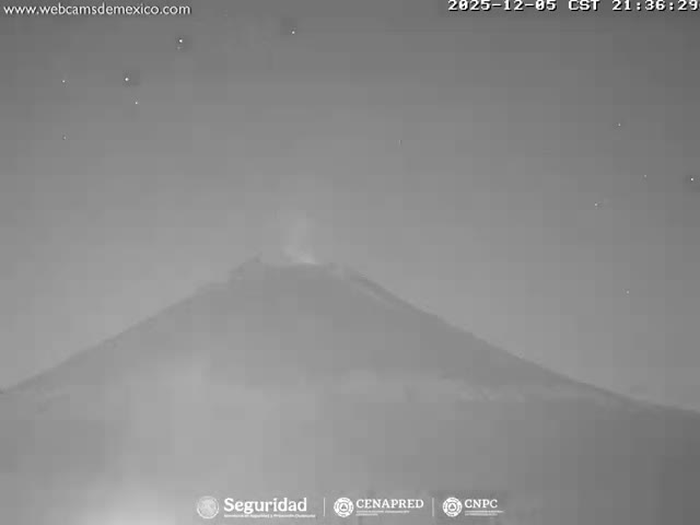 Volcán Popocatepetl Volcano Live Cam  - Tianguismanalco,  Puebla, Mexico