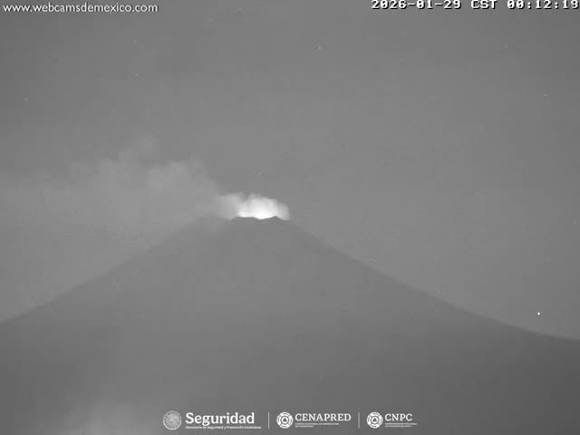 Volcán Popocatepetl Volcano Live Cam  - Tianguismanalco,  Puebla, Mexico