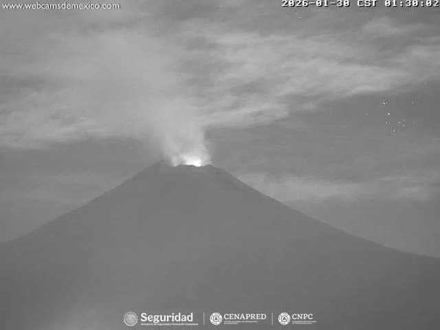 Volcán Popocatepetl Volcano Live Cam  - Tianguismanalco,  Puebla, Mexico