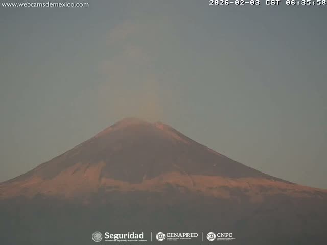 Volcán Popocatepetl Volcano Live Cam  - Tianguismanalco,  Puebla, Mexico