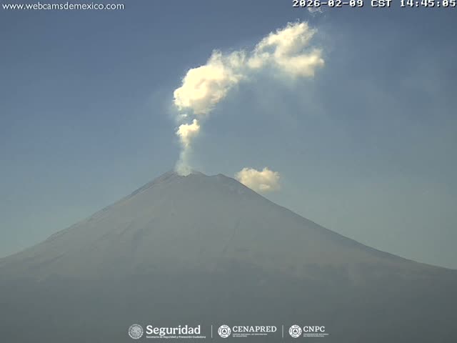 Volcán Popocatepetl Volcano Live Cam  - Tianguismanalco,  Puebla, Mexico