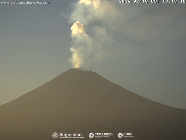Volcán Popocatepetl Volcano Live Cam  - Tianguismanalco,  Puebla, Mexico