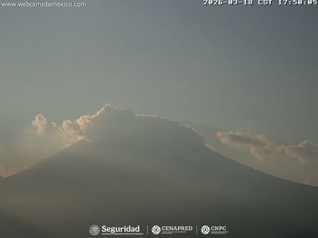 Volcán Popocatepetl Volcano Live Cam  - Tianguismanalco,  Puebla, Mexico
