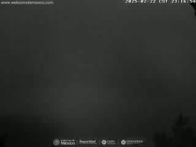 A dark, overcast scene is visible, possibly at night or in heavy fog.
