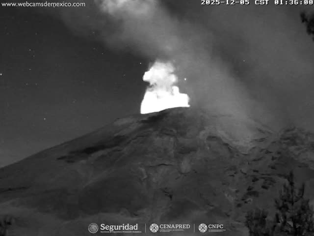 Volcán Popocatepetl Volcano from Tlamacas Live Cam  - San Nicolas de los Ranchos, Puebla, Mexico