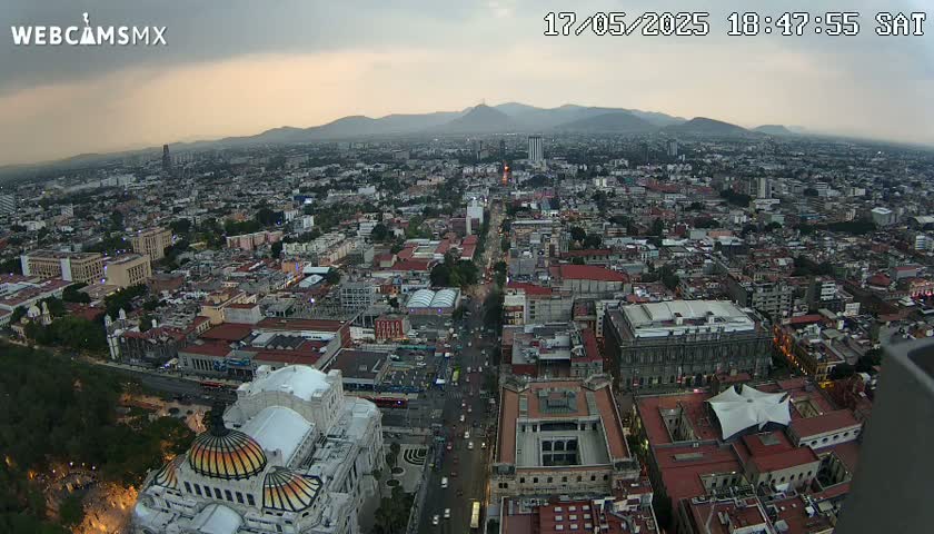 West Facing of Mexico City from Torre Latino Americana Tower Live Cam - Cuauhtemoc, Ciudad de Mexico, Mexico
