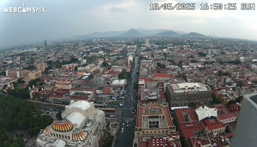 West Facing of Mexico City from Torre Latino Americana Tower Live Cam - Cuauhtemoc, Ciudad de Mexico, Mexico
