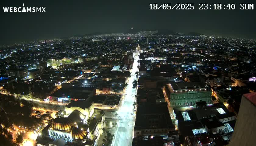 West Facing of Mexico City from Torre Latino Americana Tower Live Cam - Cuauhtemoc, Ciudad de Mexico, Mexico