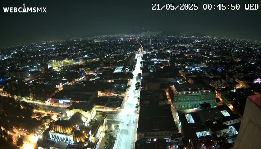 West Facing of Mexico City from Torre Latino Americana Tower Live Cam - Cuauhtemoc, Ciudad de Mexico, Mexico