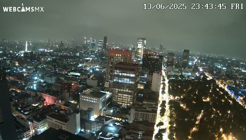 West Facing of Mexico City from Torre Latino Americana Tower Live Cam - Cuauhtemoc, Ciudad de Mexico, Mexico