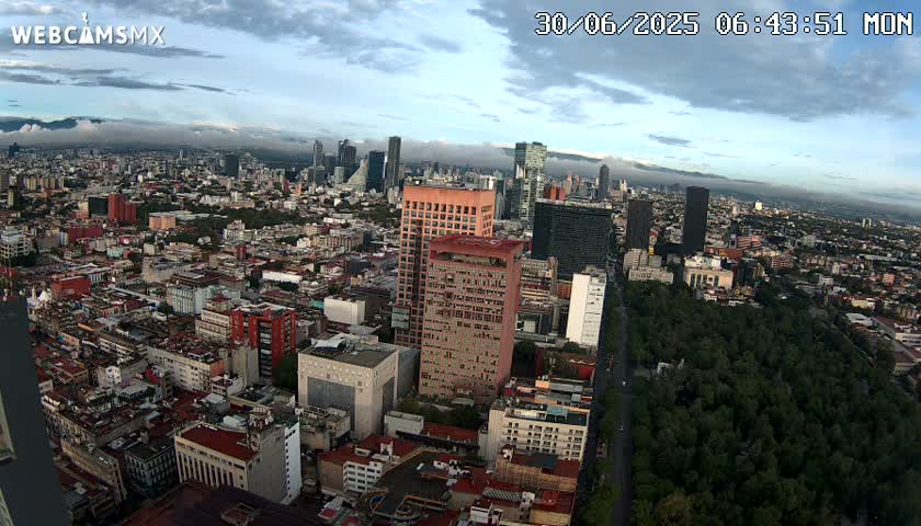 West Facing of Mexico City from Torre Latino Americana Tower Live Cam - Cuauhtemoc, Ciudad de Mexico, Mexico