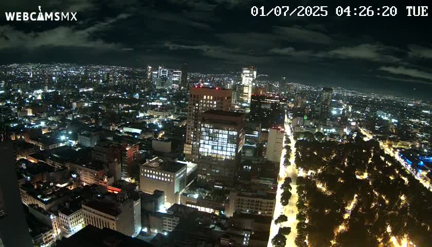 West Facing of Mexico City from Torre Latino Americana Tower Live Cam - Cuauhtemoc, Ciudad de Mexico, Mexico