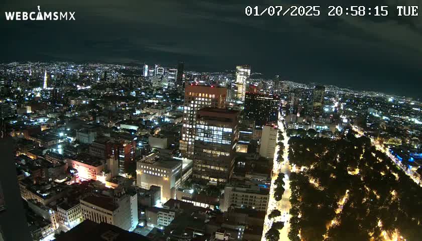 West Facing of Mexico City from Torre Latino Americana Tower Live Cam - Cuauhtemoc, Ciudad de Mexico, Mexico