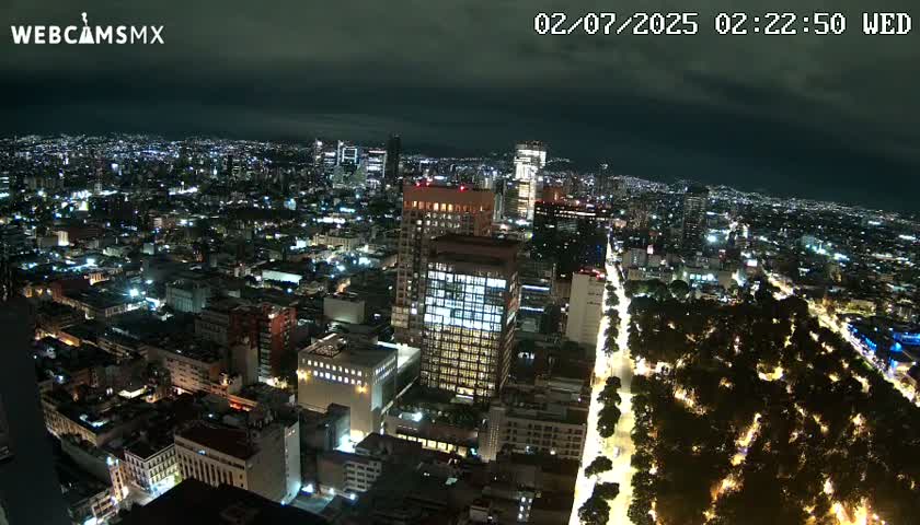 West Facing of Mexico City from Torre Latino Americana Tower Live Cam - Cuauhtemoc, Ciudad de Mexico, Mexico