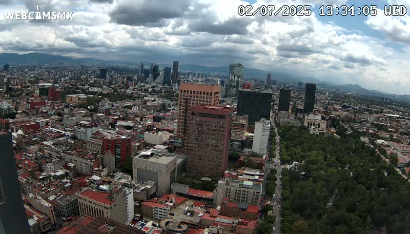 West Facing of Mexico City from Torre Latino Americana Tower Live Cam - Cuauhtemoc, Ciudad de Mexico, Mexico