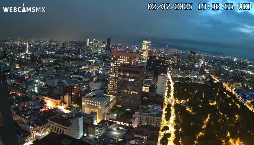 West Facing of Mexico City from Torre Latino Americana Tower Live Cam - Cuauhtemoc, Ciudad de Mexico, Mexico