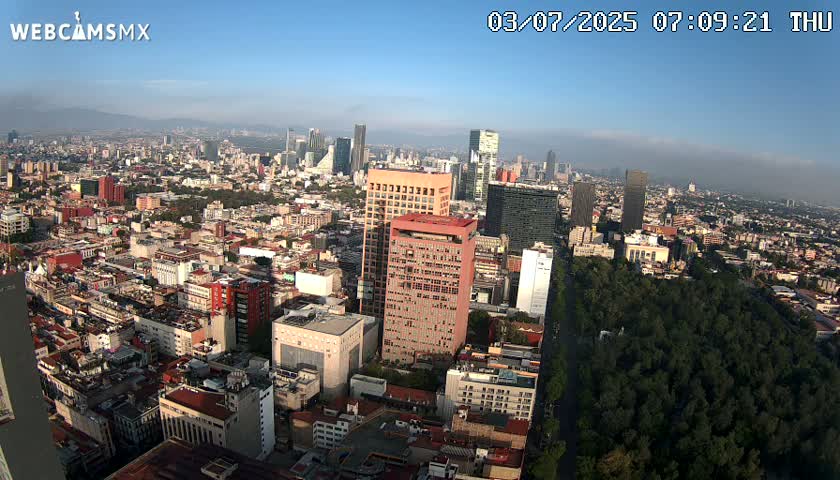 West Facing of Mexico City from Torre Latino Americana Tower Live Cam - Cuauhtemoc, Ciudad de Mexico, Mexico