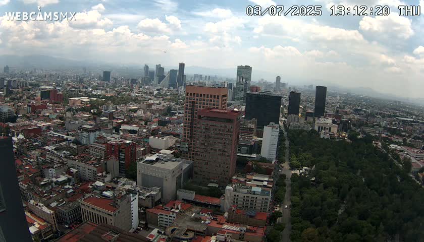 West Facing of Mexico City from Torre Latino Americana Tower Live Cam - Cuauhtemoc, Ciudad de Mexico, Mexico
