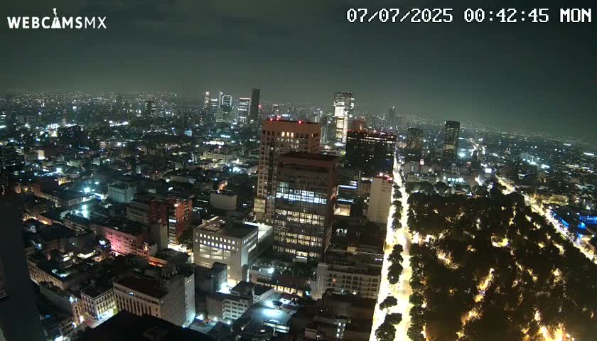 West Facing of Mexico City from Torre Latino Americana Tower Live Cam - Cuauhtemoc, Ciudad de Mexico, Mexico