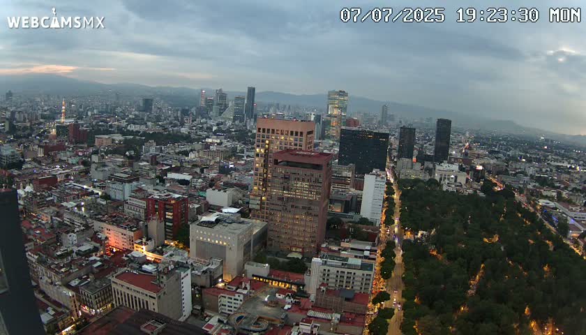West Facing of Mexico City from Torre Latino Americana Tower Live Cam - Cuauhtemoc, Ciudad de Mexico, Mexico