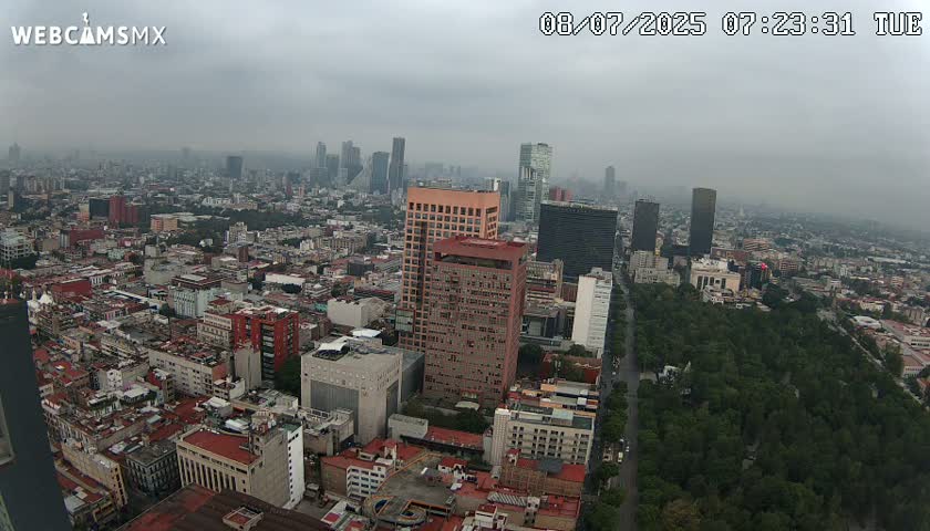 West Facing of Mexico City from Torre Latino Americana Tower Live Cam - Cuauhtemoc, Ciudad de Mexico, Mexico