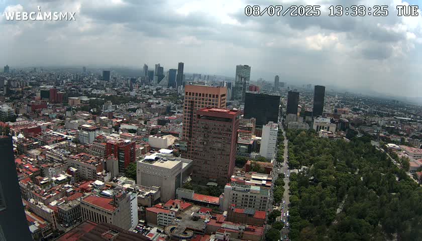 West Facing of Mexico City from Torre Latino Americana Tower Live Cam - Cuauhtemoc, Ciudad de Mexico, Mexico
