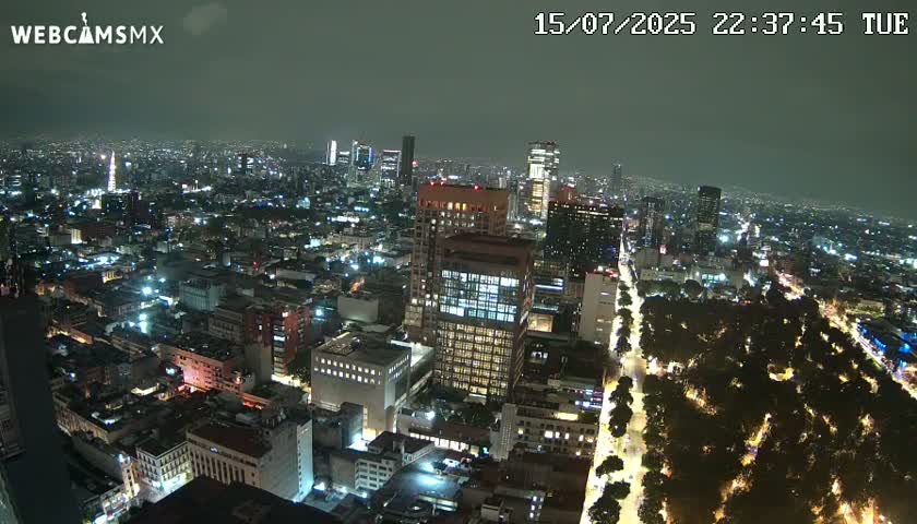 West Facing of Mexico City from Torre Latino Americana Tower Live Cam - Cuauhtemoc, Ciudad de Mexico, Mexico