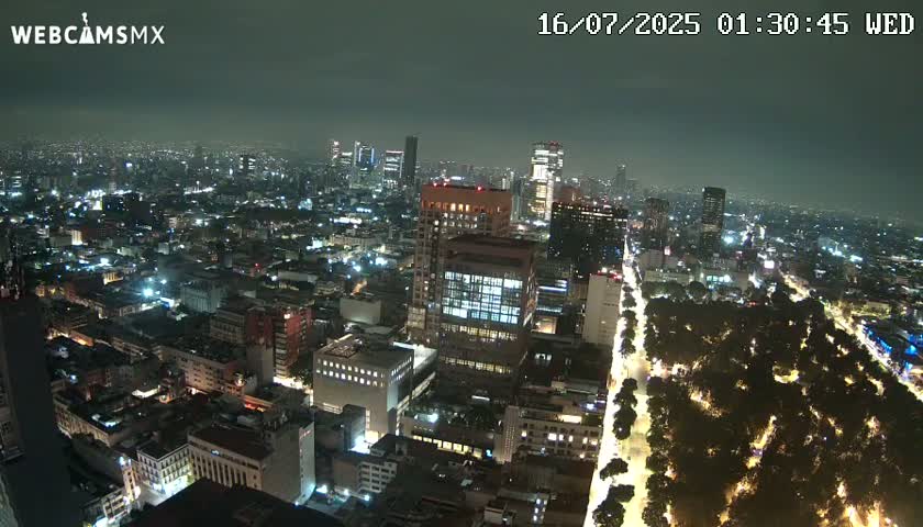 West Facing of Mexico City from Torre Latino Americana Tower Live Cam - Cuauhtemoc, Ciudad de Mexico, Mexico