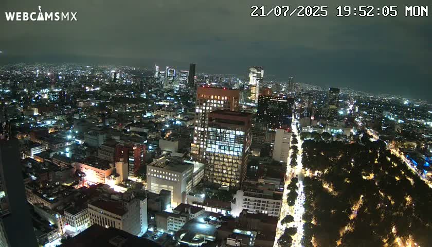West Facing of Mexico City from Torre Latino Americana Tower Live Cam - Cuauhtemoc, Ciudad de Mexico, Mexico