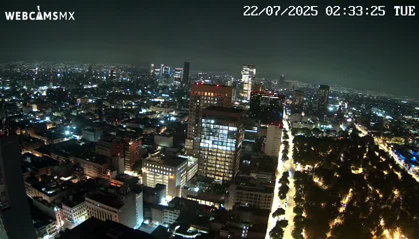 West Facing of Mexico City from Torre Latino Americana Tower Live Cam - Cuauhtemoc, Ciudad de Mexico, Mexico