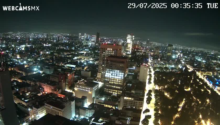 West Facing of Mexico City from Torre Latino Americana Tower Live Cam - Cuauhtemoc, Ciudad de Mexico, Mexico