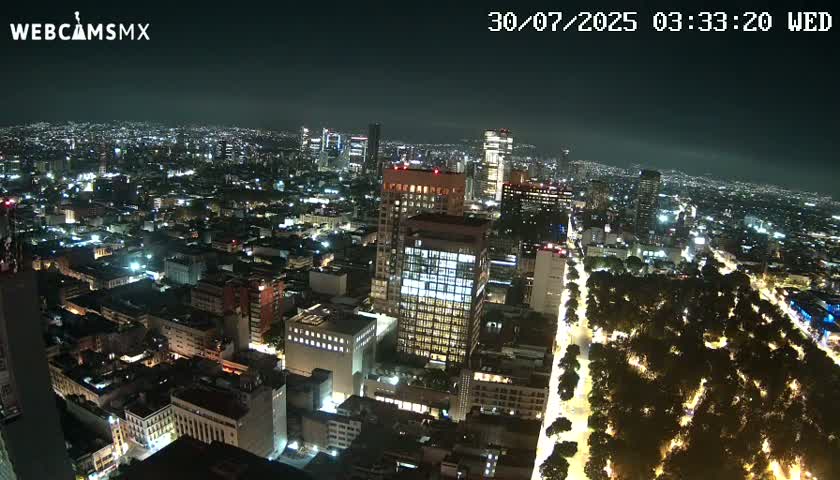 West Facing of Mexico City from Torre Latino Americana Tower Live Cam - Cuauhtemoc, Ciudad de Mexico, Mexico