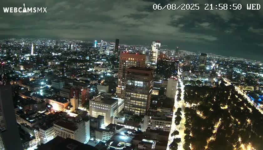 West Facing of Mexico City from Torre Latino Americana Tower Live Cam - Cuauhtemoc, Ciudad de Mexico, Mexico