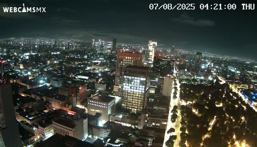 West Facing of Mexico City from Torre Latino Americana Tower Live Cam - Cuauhtemoc, Ciudad de Mexico, Mexico