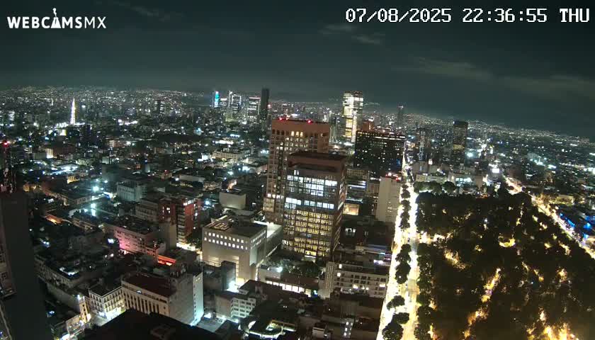 West Facing of Mexico City from Torre Latino Americana Tower Live Cam - Cuauhtemoc, Ciudad de Mexico, Mexico