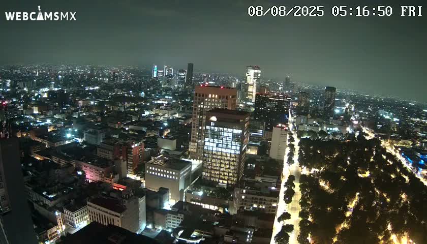 West Facing of Mexico City from Torre Latino Americana Tower Live Cam - Cuauhtemoc, Ciudad de Mexico, Mexico