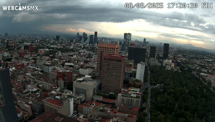 West Facing of Mexico City from Torre Latino Americana Tower Live Cam - Cuauhtemoc, Ciudad de Mexico, Mexico