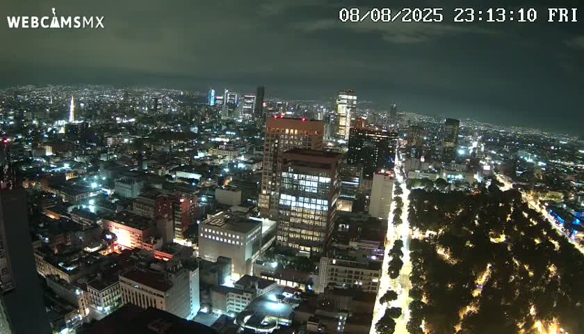 West Facing of Mexico City from Torre Latino Americana Tower Live Cam - Cuauhtemoc, Ciudad de Mexico, Mexico