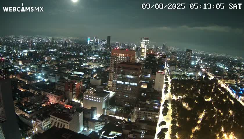 West Facing of Mexico City from Torre Latino Americana Tower Live Cam - Cuauhtemoc, Ciudad de Mexico, Mexico