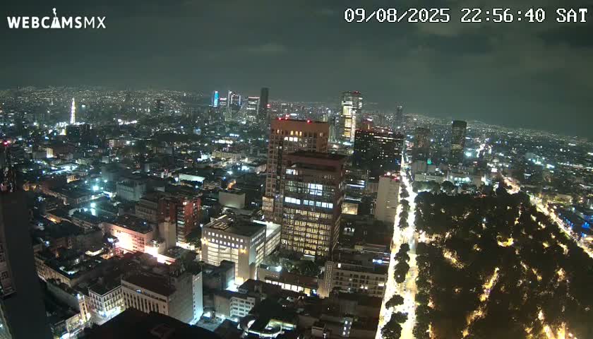 West Facing of Mexico City from Torre Latino Americana Tower Live Cam - Cuauhtemoc, Ciudad de Mexico, Mexico