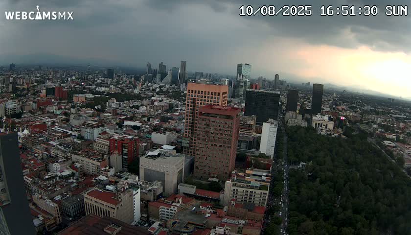 West Facing of Mexico City from Torre Latino Americana Tower Live Cam - Cuauhtemoc, Ciudad de Mexico, Mexico