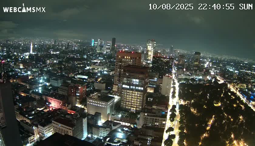 West Facing of Mexico City from Torre Latino Americana Tower Live Cam - Cuauhtemoc, Ciudad de Mexico, Mexico