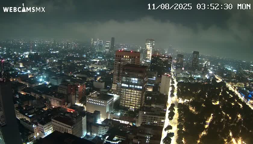 West Facing of Mexico City from Torre Latino Americana Tower Live Cam - Cuauhtemoc, Ciudad de Mexico, Mexico